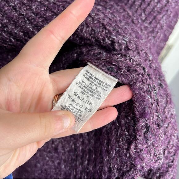 Free People Dylan Purple Tweedy Cowl Neck Chunky Sweater Size XS - Picture 6 of 7